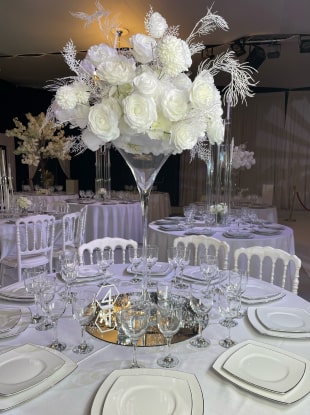 Centre de table mariage décoration thème cristal